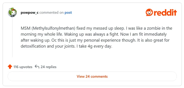 Methylsulfonylmethane for Sleep, Skin, and Joints