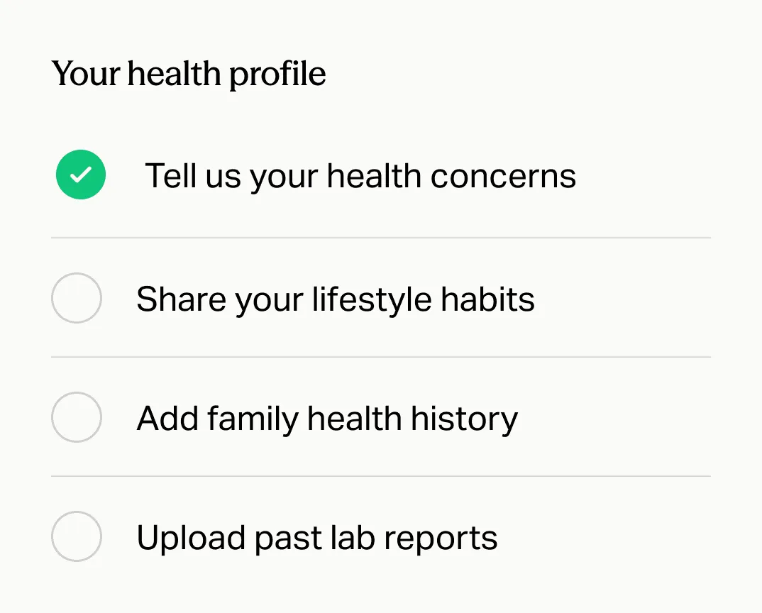 Health profile checklist